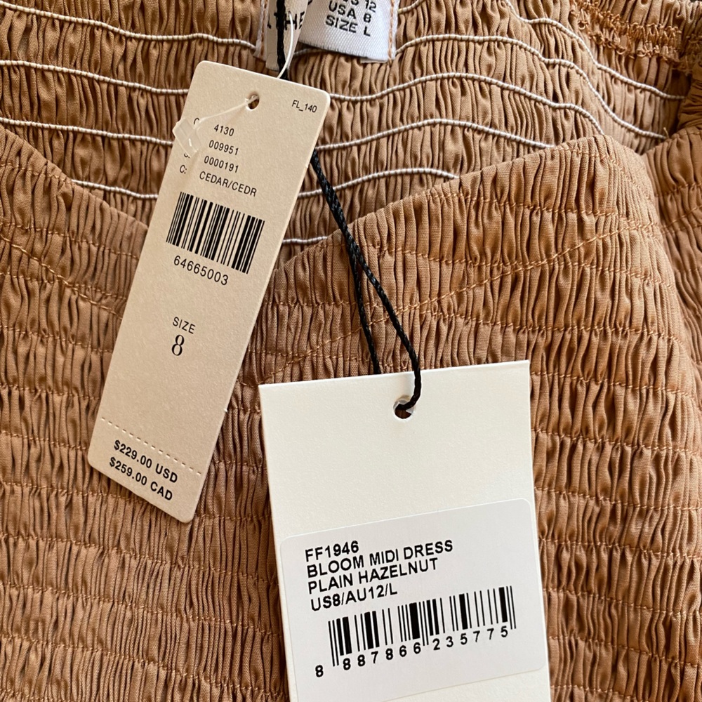 Anthropologie Faithfull Smocked Cut-Out Midi Dress new with tag - Picture 5 of 10